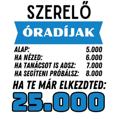 Szerelő óradíjak