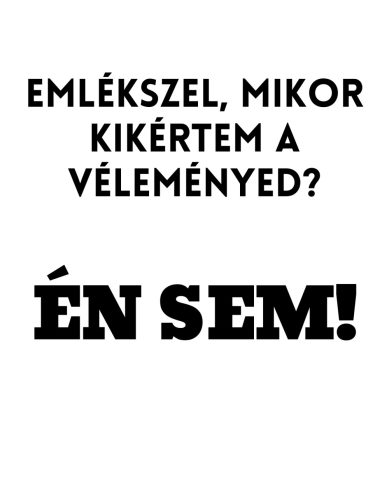 Emlékszer, mikor kikértem a véleményed? Én sem!